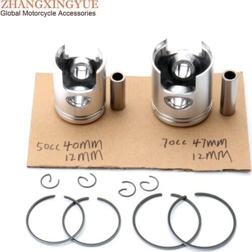 Scooter 50cc 70cc Piston Kit for Piaggio Nrg Extreme Rst Mc2 Zip Sp 50 40mm 47mm Pin 12mm 2-Stroke