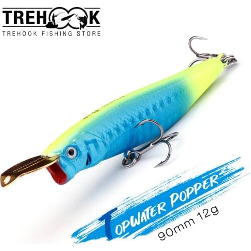 TREHOOK 90mm 12g Topwater Popper Pencil Fishing Lure Sinking Wobblers For Pike Hard Artificial Bait Crankbait With Metal Lip
