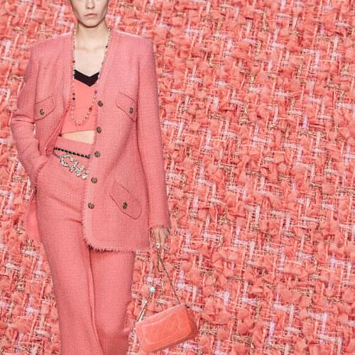 Pink tweed fabric for coat shorts skirt ткань для шитья telas por metro tissu tela sewing tissus stof плед