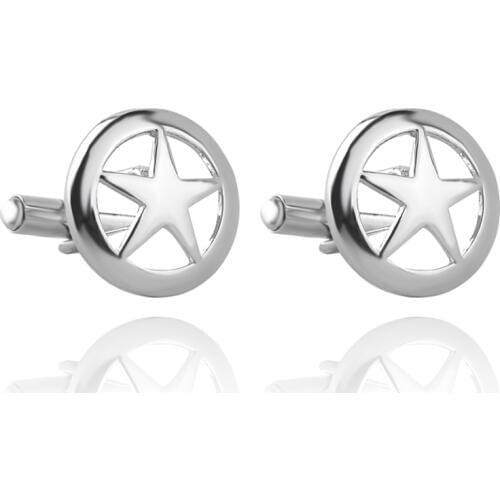 New Arrival pentagram cufflinks Men Shirt Designer simple Cufflink Zinc Alloy Five-pointed Star Design Cuff Links button hollow