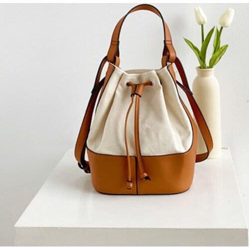Womens Bag Summer Fashion Trending Bucket Bags Shoulder Crossbody Designer Woman Handbags Spliced Canvas Portable Purse And Bag