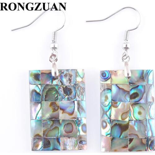 RONGZUAN Fashion Jewelry New Zealand Abalone Shell Rectangle Bead Dangle Earrings Pair Women Jewelry TR3007