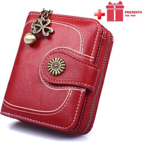 Womens Wallet brand wallet 2021 Waxed Leather Coin wallet women Tassels Card Holder Coin Pocket portfel damski Womens purse