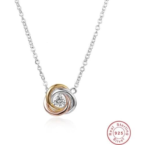 Tricolor white gold rose gold gold Cross Pendants 1ct Diamond Eternal 925 Sterling silver Wedding Pendant Necklaces for Women