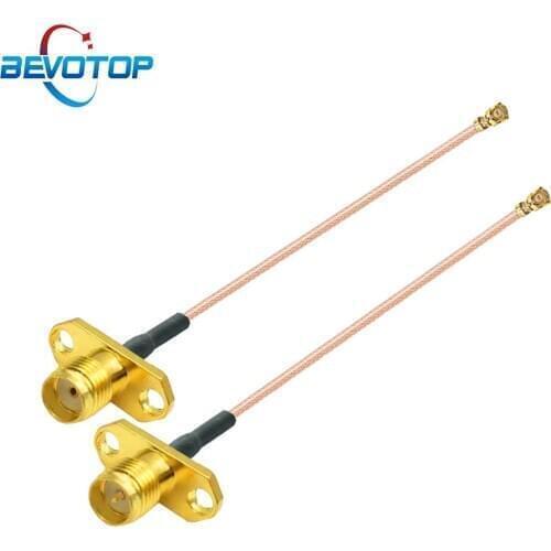 1PCS u.FL IPX IPEX1 Female to SMA / RP-SMA Female 2 Hole Flange Panel Mount RG178 Pigtail WIFI Antenna Extension Cable Jumper