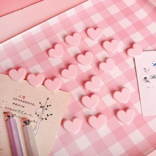 10pc/lot love heart Pink Color Small Plastic Craft Message Lovely Clothes Album Clamps Decorative School Creative Paper Clip