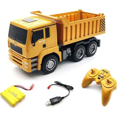 Huina 1:18 1332 2.4Ghz 6 Channel Rc Dump Truck Remote Control Car Excavator Toy With Sound And Light For kids Christmas gift