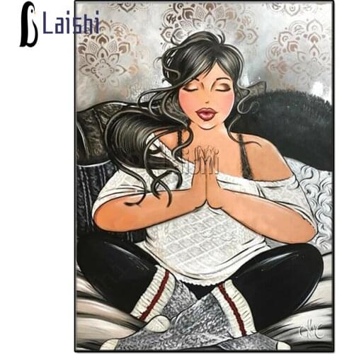 Diamond painting Woman practicing yoga fat diamond rhinestone embroidery fat lady cross stitch mosaic art Christmas decoration