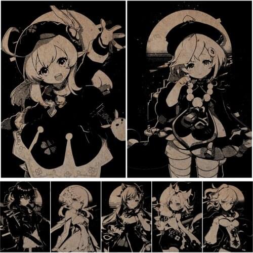 WTQ Anime Posters Genshin Impact Canvas Painting Wall Decor One Piece Retro Poster Wall Art Picture Room Decor Home Decor