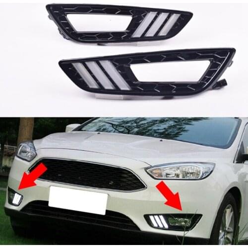 Car DRL Daytime Running Lights Led Turning Signal Lamps 12V Fog Lamps for Ford Focus 3 2015 2016 2017