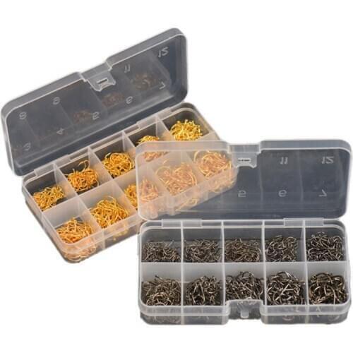 Black Gold Boxed Tube To Pay Iseuni Mixed] 3#-12#600PCS With Hole Hook Fishing Needle Good Durability Portability Professional