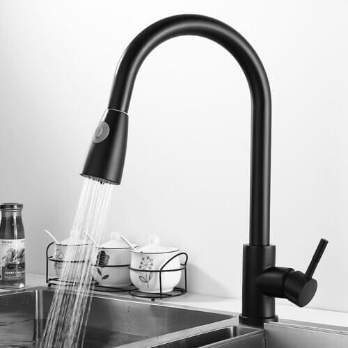 Black Pull Out Kitchen Faucet Single Handle Contemporary Pull Down Kitchen Faucet Matte Black Kitchen Taps