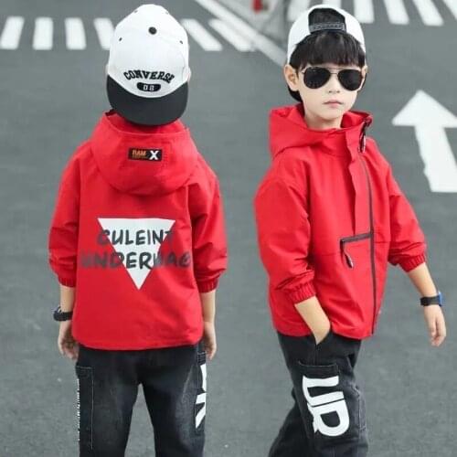Spring Autumn Kids Boys Hooded Trench Coat Jackets Clothes Children Waterproof Zipper Tops Outwear Clothing Teenager Windbreaker