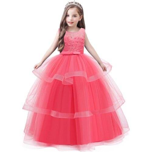 Girls Dress Kids Elegant Lace Sleeveless Party Princess Dress Flower Girl Wedding Dress Baby Girl Clothes 8 9 10 11 13 14 Years