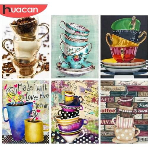 HUACAN 5d Diamond Painting Cup Full Drill Square Mosaic Scenery Embroidery Cross Stitch Cartoon Landscape Home Decor Diamond Art