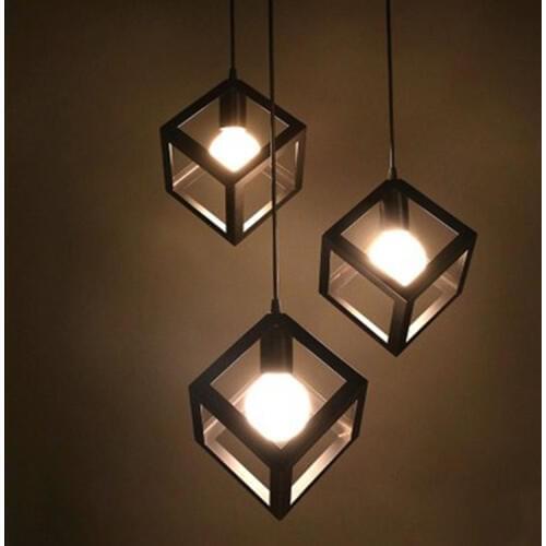 The process of personality single head three Head Square Restaurant Cafe Bar Iron Chandelier decorative lamp