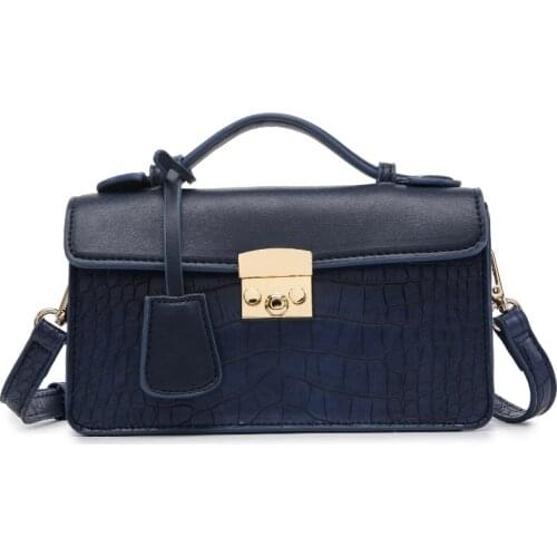 Ins Hot Crocodile Leather Dark Blue Tote Bags for Women 2021 Trend Hand Bag PU Fashion Lady Shoulder Handbags