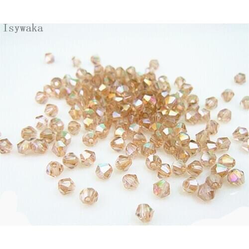 Isywaka Popular Sale Tender Rose AB Color 650pcs 3mm Bicone Austria Crystal Glass Beads Loose Spacer Bead for DIY Jewelry Making