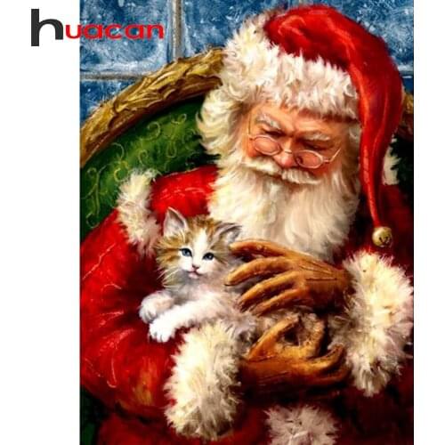 Huacan 5D DIY Diamond Painting Art Santa Claus Diamond Embroidery Mosaic Picture Of Rhinestones Christmas Decor