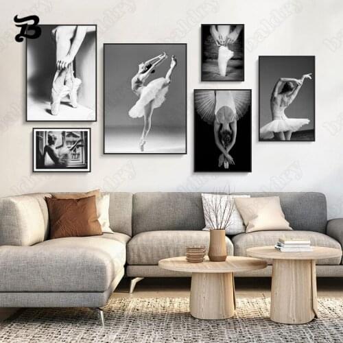 Ballet Canvas Painting Black White Girls Canvas Posters Prints Modern Wall Art Pictures Dance Art for Bedroom Home Room Decor