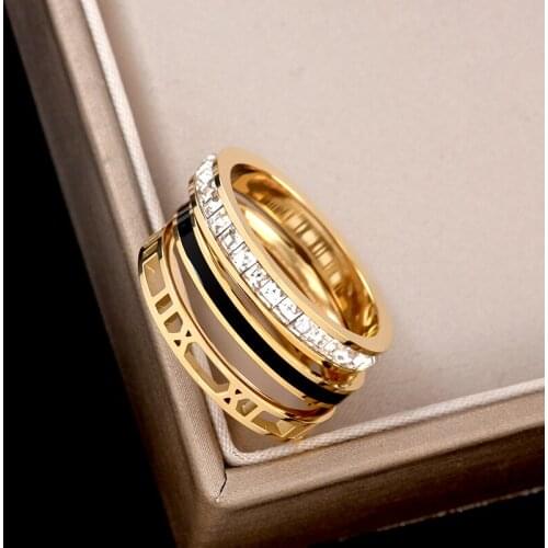 316L stainless steel web celebrity stylish three-piece ring set can be split Japanese and Korean students index finger ring