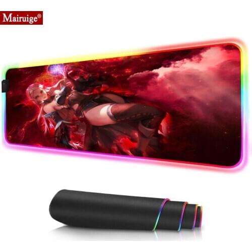Sexy Fantasy Girl Led Mousepad RGB Geme Mouse Pad Anime Xxl Gaming Desk Mats Computer PC for Laptop Table Pads 900x400cm