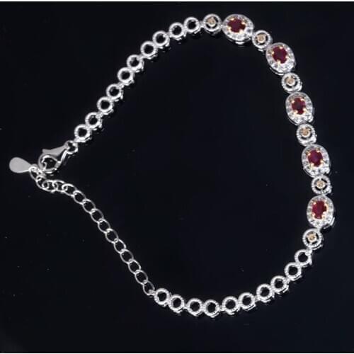 Fine ruby Bracelet&Bangle for Women Silver With 925 Sterling Sliver Platinum plating Heart Wedding&Birthday Vintage Jewelry