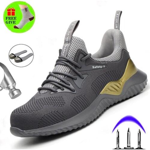 High Quality Mens Boots Smash-proof Stab-resistant Breathable Mesh Safety Shoes Ultra-light Wear-resistant Casual Sports Shoes