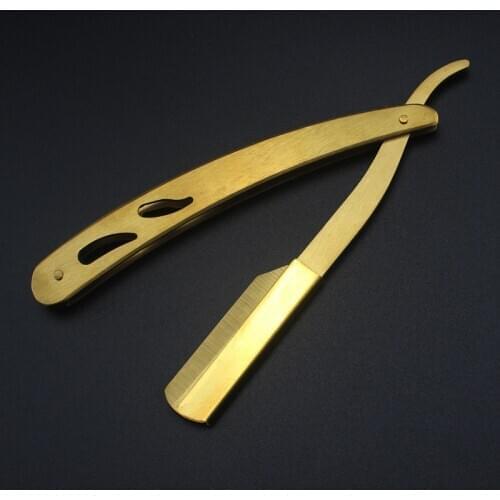 Men Shaving Barber Tools Hair Razor Antique gold Folding Shaving Knife Stainless Steel Straight Razor Holder (No Blades)