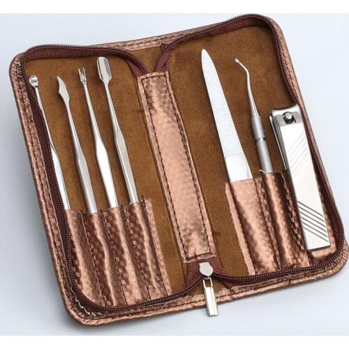 Manicure Kits 7 in 1 Stainless Steel Cuticle Nippers Professional Nail Clippers Home Scissors Cutter Travel Set Care Tools