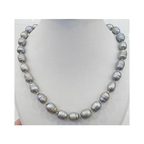 Nobility Natural Quartz Jewelry 10-11MM gray COLOR NATURAL PEARL NECKLACE 1 " AAA Hook Women Gift $ Luxury Girls Weddi-jewelry