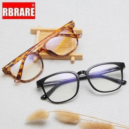 RBRARE 2021 New Square Glasses Frame Retro Eyeglasses Frame Women Anti Blue Light Flat Mirror Student Trend Glasses Frame Male