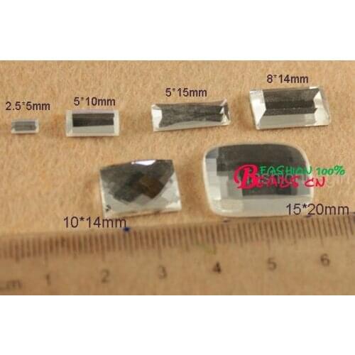 Wholesale faceted clear transparent Square rectangle Flatback glass Rhinestones Lovely Strass diy for jewelry choose size