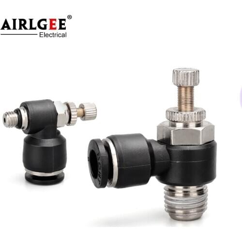 SL4/6/8/10/12 Pneumatic Throttle Speed Controller Valve 1/8'' 1/4" 3/8" 1/2" Male Thread Cylinder Throttle Pressure Regulator