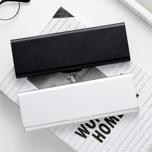 Simple Black White Pen Box Metal Pencil Box Japanese Aluminum Sketch Pen Box 1PCS