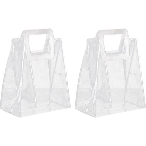 Transparent Tote Bag Pvc Plastic Hand Carry Jelly Bag with Hand Gift Bag Bouquet Packaging Tote Bag