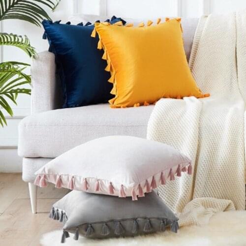 Luxury Velvet Cushion Cover Pillow Cover Pillow Case with Tassel Home Decorative Sofa Throw Pillows Living Room Decoration