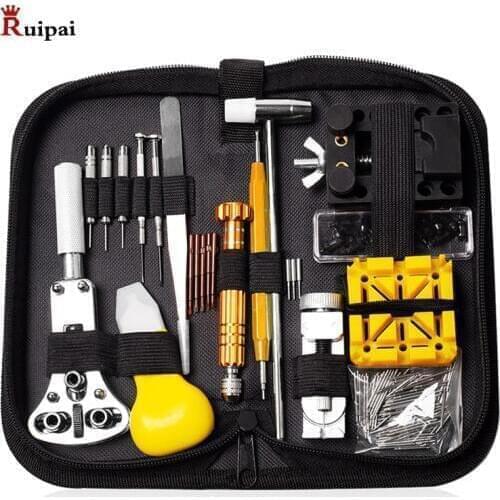 RUIPAI 148pcs Watch Repair Tool Kit Watch Band Link Tool Set Watch Case Opener Spring Bar Replace Watch Battery