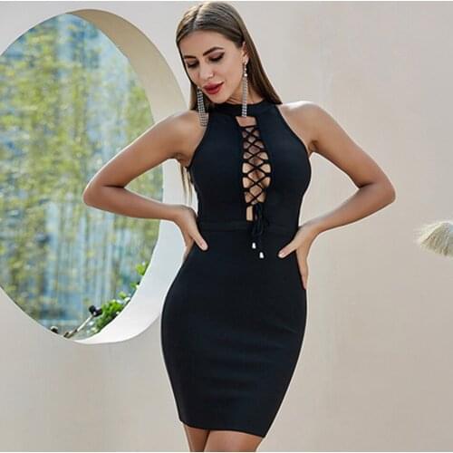 Seamyla 2020 New Arrivals Sexy Women Bandage Dress Bodycon Runway Sleeveless HolloW Out Celebrity Evening Party Dresses VestidoS
