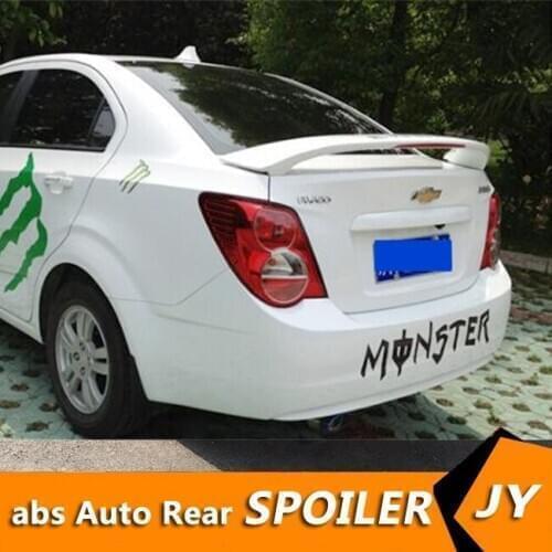 For Chevrolet Aveo Spoiler 2011-2013 Aveo with light spoiler High Quality ABS Material Car Rear Wing Primer Color Rear Spoiler
