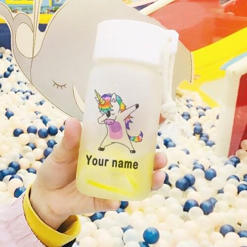 Customized Name or Message Glass Water Bottle 11oz Funny Unicorn Sport Bicycle Healthy Lemon Juice Water Bottle