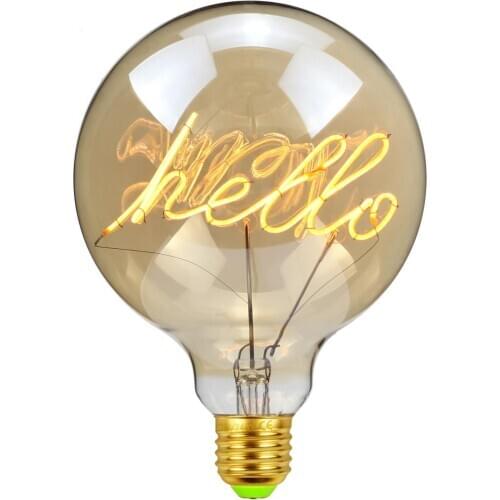 G125LED Bulb HELLO Soft Spiral Filament Bulb 220V 4W E27 Vintage Lamp for Bar Coffee Restaurant Xmas Party Decoration