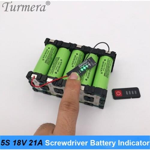 Turmera 5S 21V 18V Battery Capacity Indicator LED Display for 5S1P 5S2P 18650 Lithium Batteries Electric Drill Screwdriver Use A