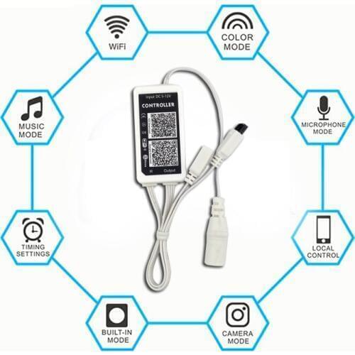 DC 5-12V WiFi RGB Controller Smart Control Sync to Music Works with Alexa Google Home Easily Application for Neon Strip Light