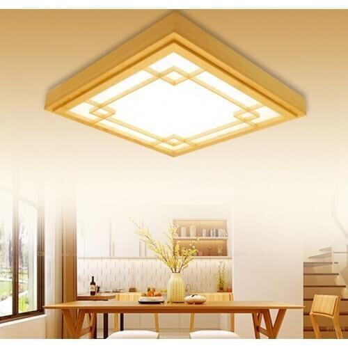 Japan China style Delicate Crafts Wooden Frame led ceiling lights luminarias para sala dimming led ceiling lamp