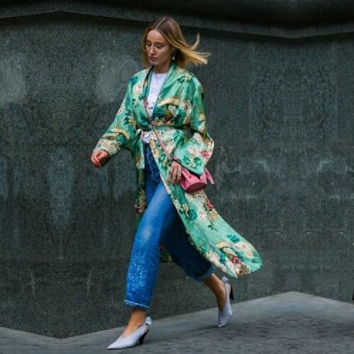 2021 Green Boho Print Robes Bathing Suit Cover-ups Plus Size Beach Wear Kimono Dress Tunic Women Summer Swimsuit Cover Up A835