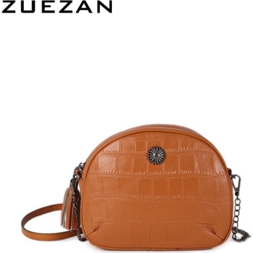 Girls Summer Shell Chains Bag, Women Genuine Leather Messenger Bag, Female 100% Natural Cowhide Shoulder Cross-body Bag, T046