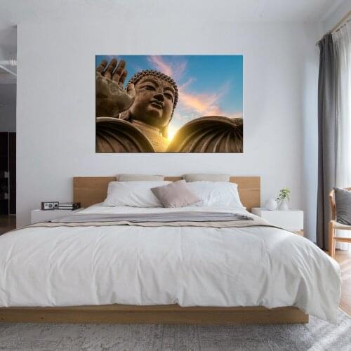 Golden Modern Stone Buddha Statue Picture for Dining Room Wall Decor Canvas Print Painting Wall Art Vintage Home Decor Drop ship
