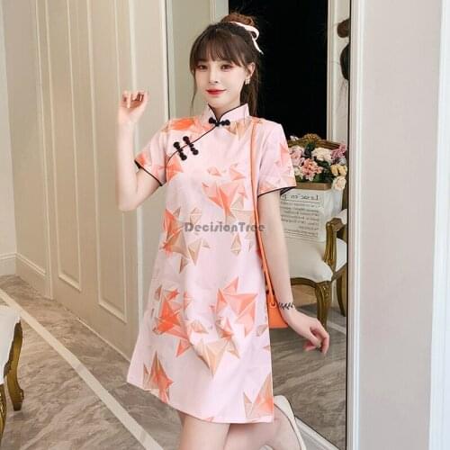 2021 traditional chinese wedding dresses for women oriental elegant classic cheongsam cotton linen elegant party dance costume