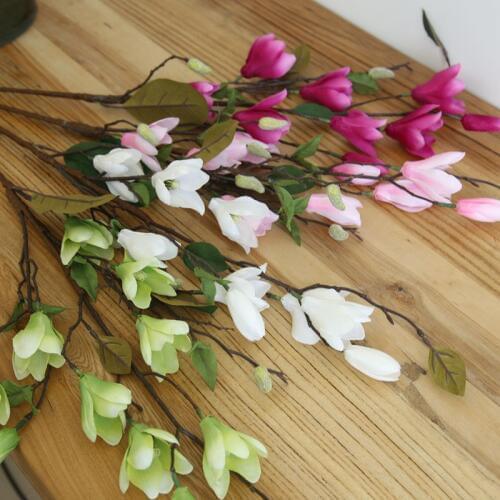 9 Heads Simulation Flower Magnolia Green Leaves Orchid For Home Christmas Decoration Wedding Party Flower Wall Artificial Flower